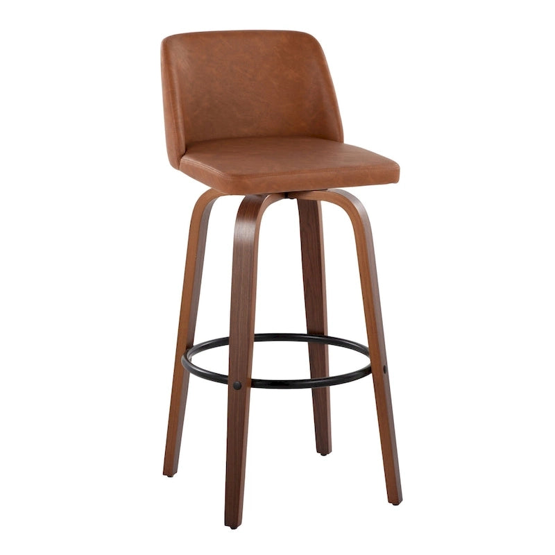 Tabouret de bar fixe avec piètement en bois de noyer de 30 po (ensemble de 2)