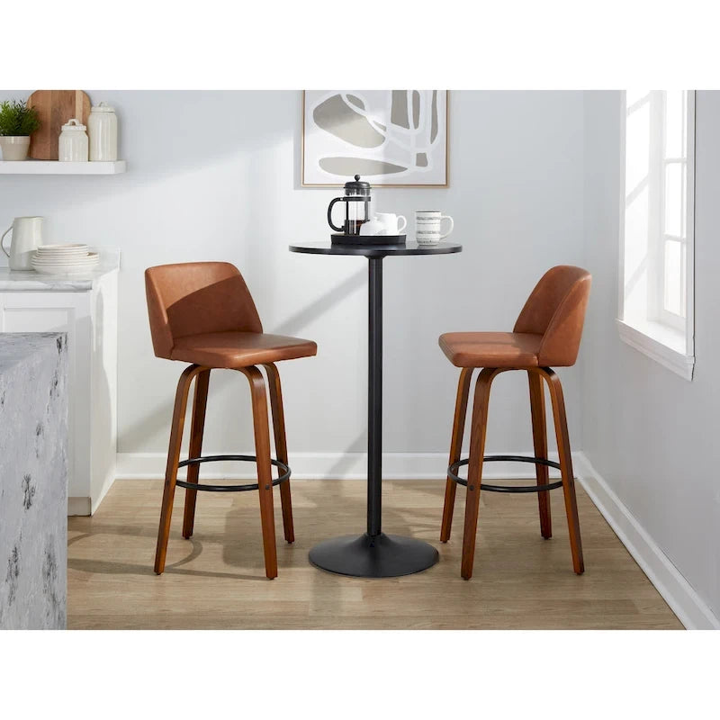 Tabouret de bar fixe avec piètement en bois de noyer de 30 po (ensemble de 2)
