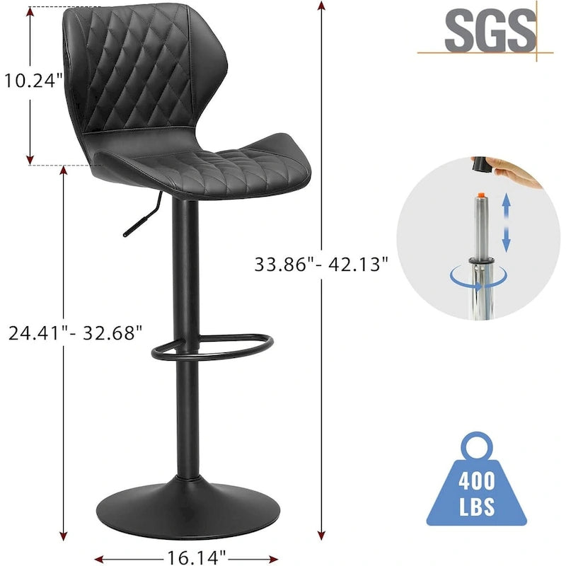 Lot de 2 tabourets de bar Hauteur comptoir Tabourets de bar rembourrés pivotants