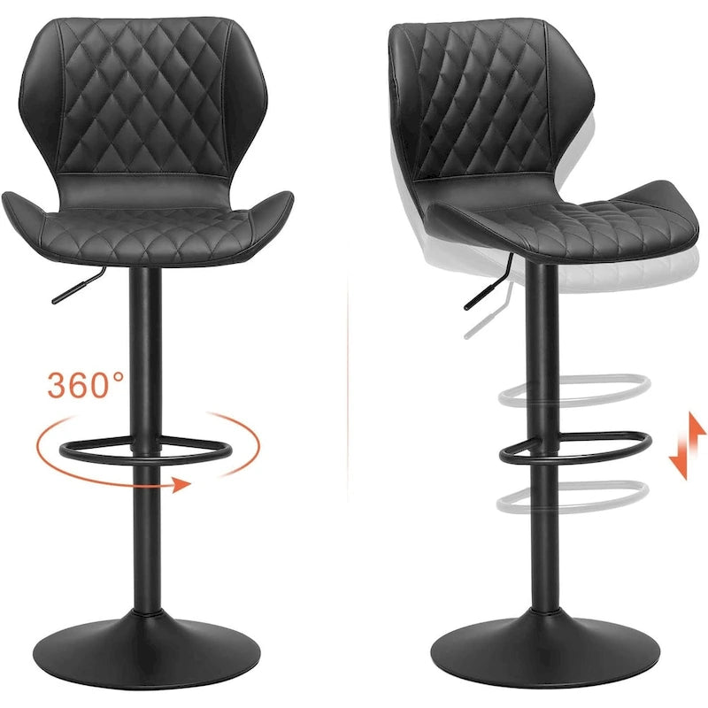 Lot de 2 tabourets de bar Hauteur comptoir Tabourets de bar rembourrés pivotants