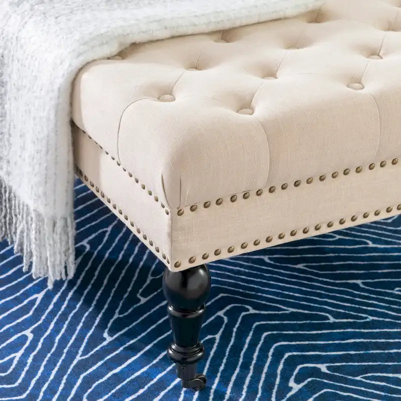 Pouf capitonné carré naturel