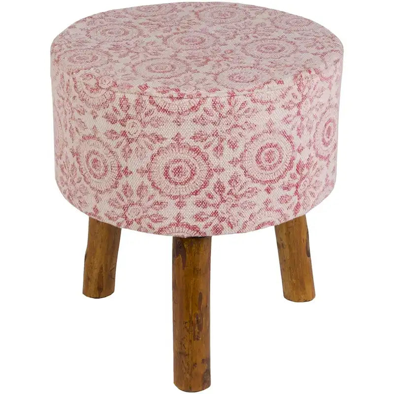 Tabouret en bois bohème rose