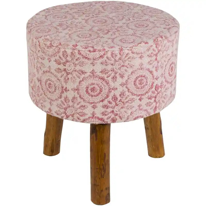 Tabouret en bois bohème rose