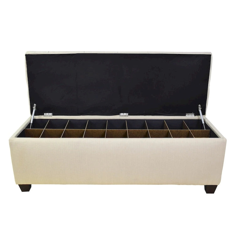 Banc de rangement pour chaussures capitonné boutonné beige