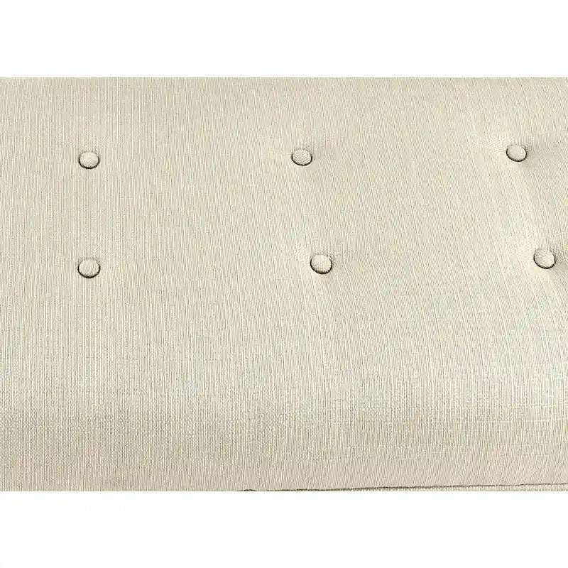 Banc de rangement pour chaussures capitonné boutonné beige