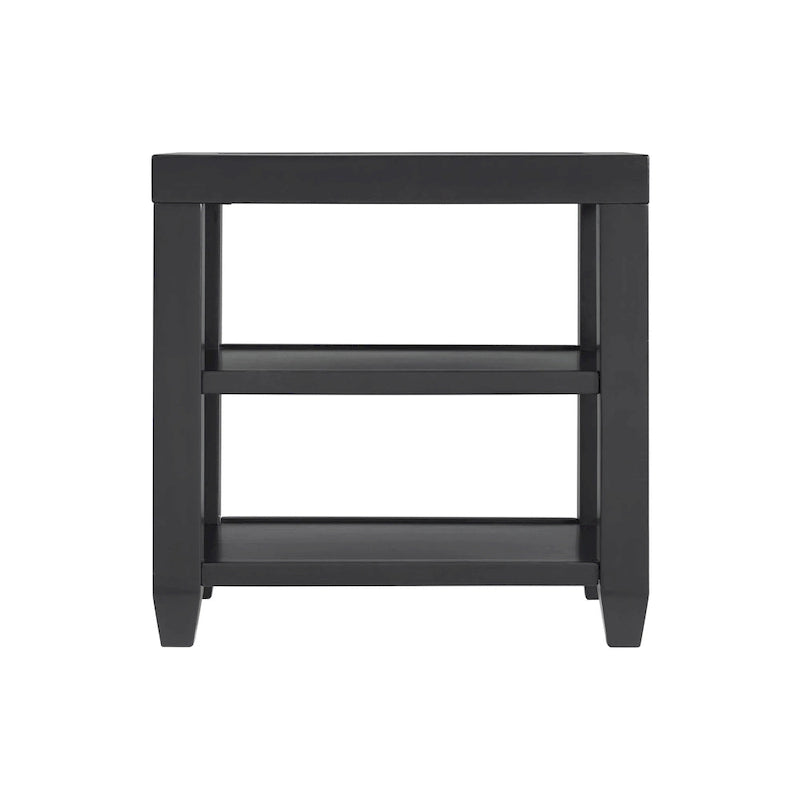 Bout de canapé de 40 cm de large avec plateau en bois et verre et étagère de rangement