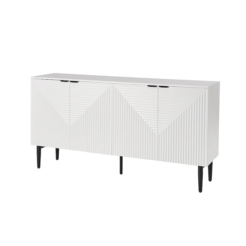 Buffet moderne de 160 cm de large à 4 portes avec casier à vin et pieds en métal