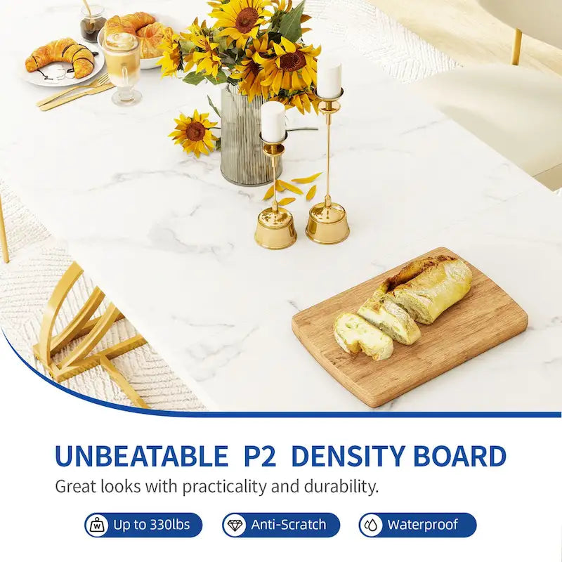Table à manger rectangulaire de style ferme en bois et métal pour 6 à 8 personnes