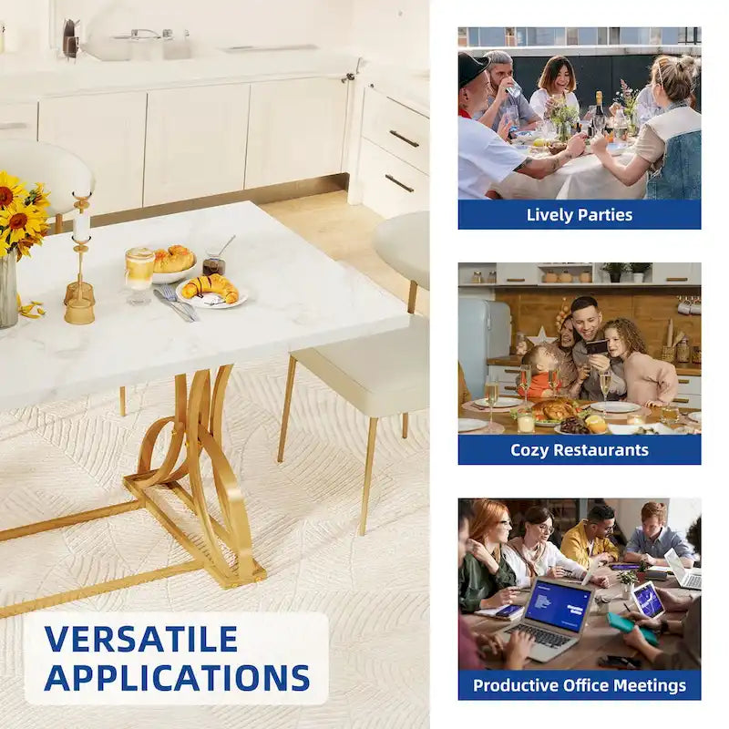 Table à manger rectangulaire de style ferme en bois et métal pour 6 à 8 personnes