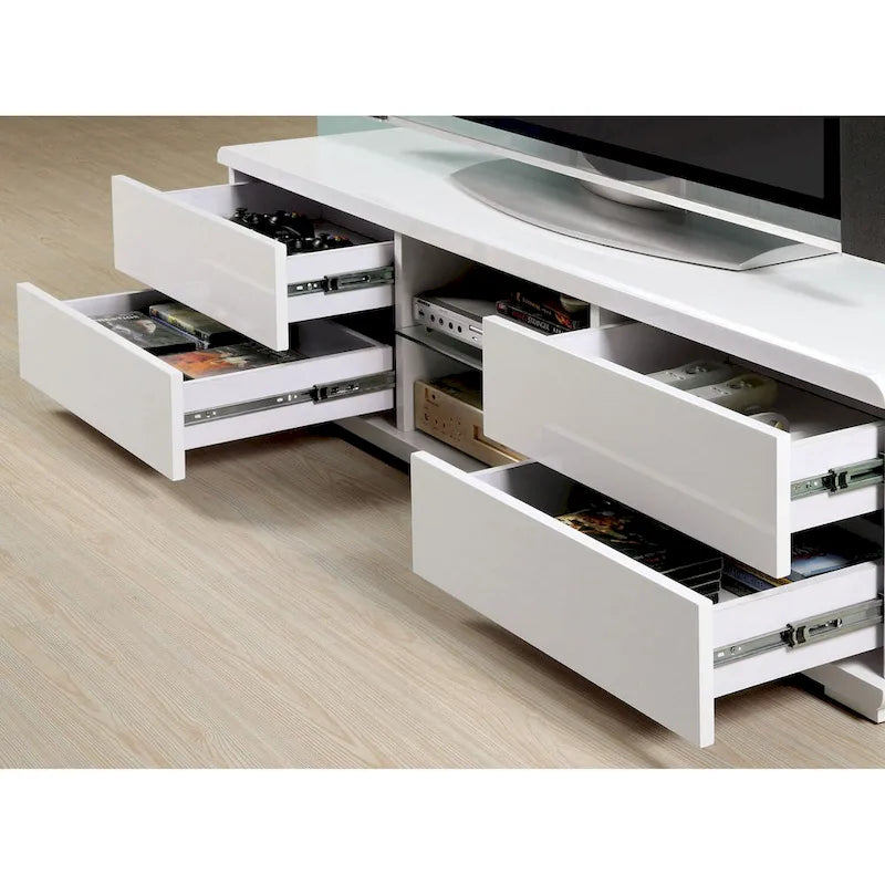 Meuble TV laqué brillant à 4 tiroirs