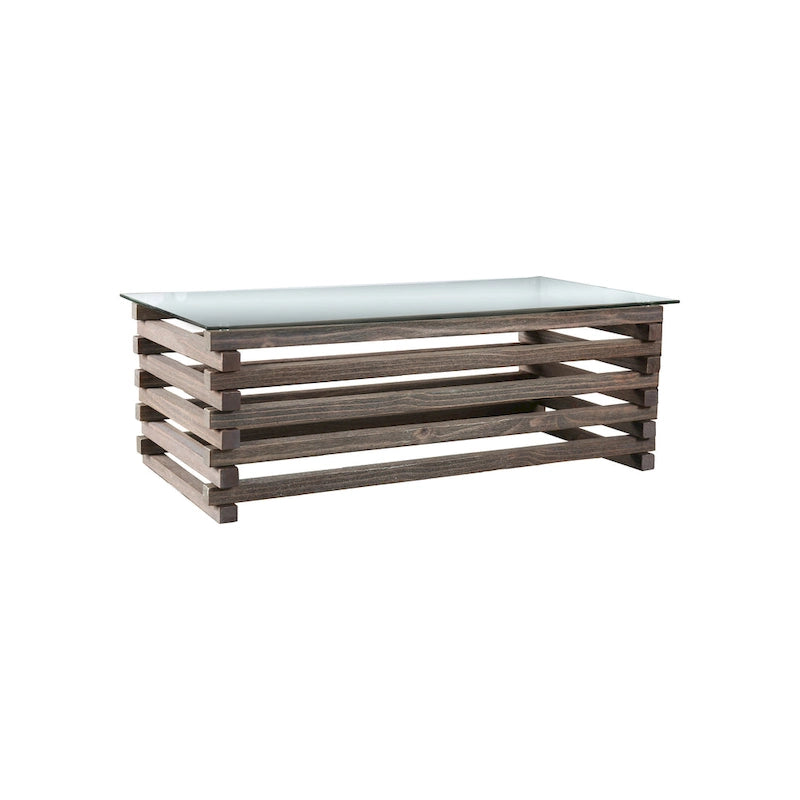Table basse contemporaine grise en bois massif de 48 pouces