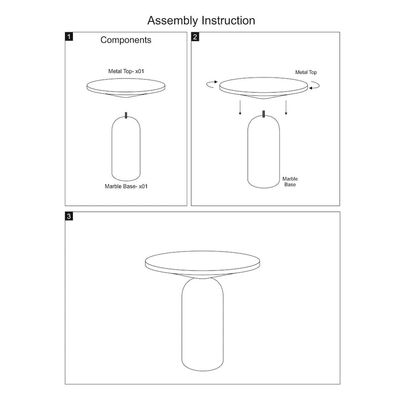 Table d'appoint ronde moderne de 17 pouces en laiton avec base cylindrique en marbre, laiton, blanc