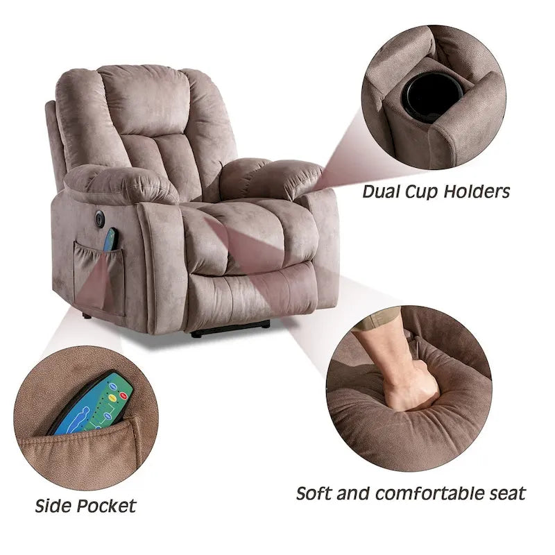 Fauteuil inclinable releveur Power Assist avec massage