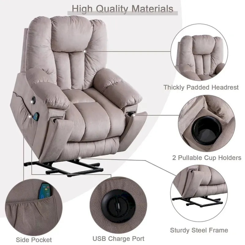 Fauteuil inclinable releveur Power Assist avec massage