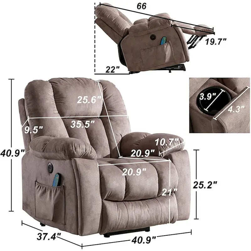 Fauteuil inclinable releveur Power Assist avec massage