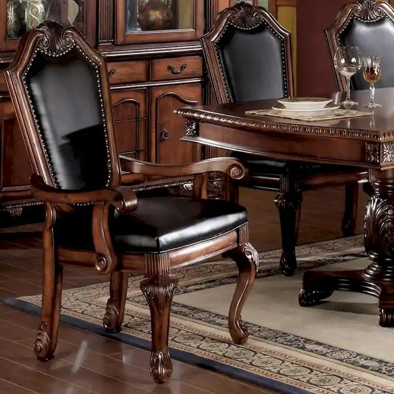 Fauteuil (lot de 2) en similicuir noir et cerisier
