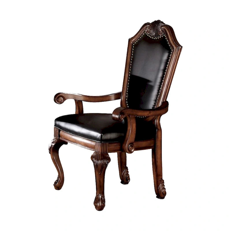Fauteuil (lot de 2) en similicuir noir et cerisier