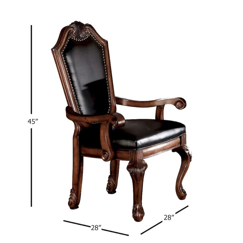 Fauteuil (lot de 2) en similicuir noir et cerisier