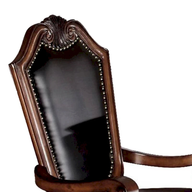 Fauteuil (lot de 2) en similicuir noir et cerisier