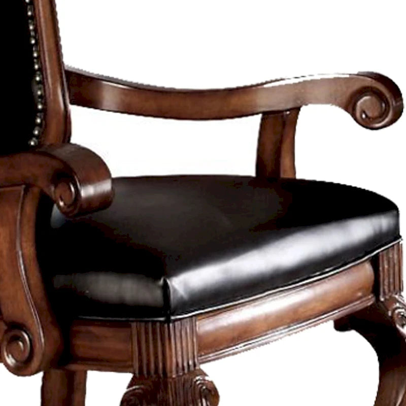 Fauteuil (lot de 2) en similicuir noir et cerisier