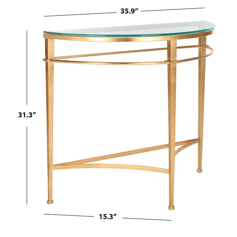 Console en verre or antique – 36 po L x 15 po P x 31 po H – 36Lx15Px31H