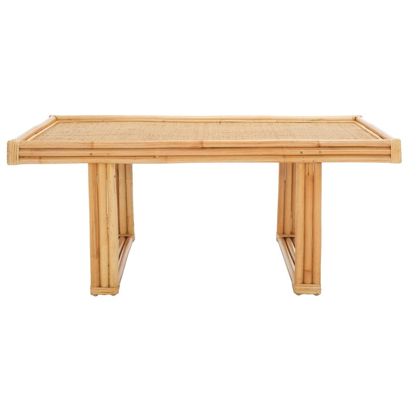 Table Basse Rectangulaire en Rotin Style Bohème Tropical Côte - 120 cm L x 60 cm P x 45 cm H - 120Lx60Px45H