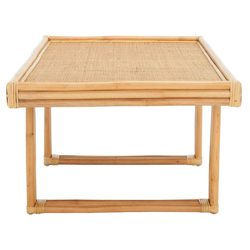 Table Basse Rectangulaire en Rotin Style Bohème Tropical Côte - 120 cm L x 60 cm P x 45 cm H - 120Lx60Px45H