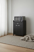 Meuble de cuisine pour micro-ondes, buffet de rangement avec 1 tiroir et 2 portes, noir