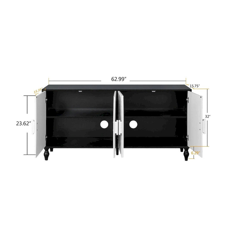 Cabinet vintage blanc à grandes facettes sculptées