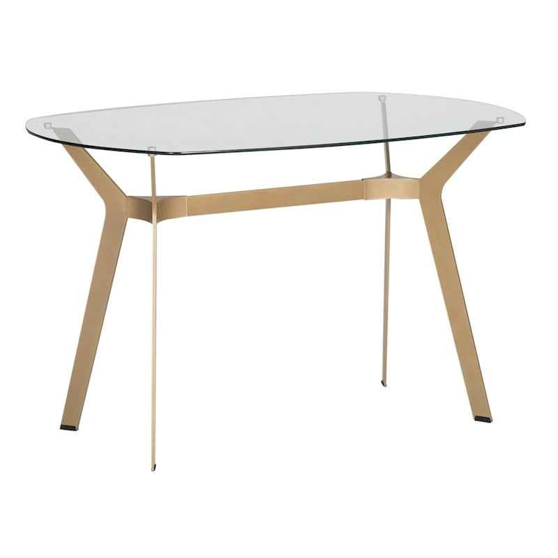 Table de bureau moderne 48 po en métal et verre