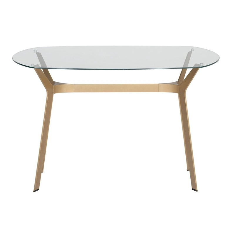 Table de bureau moderne 48 po en métal et verre