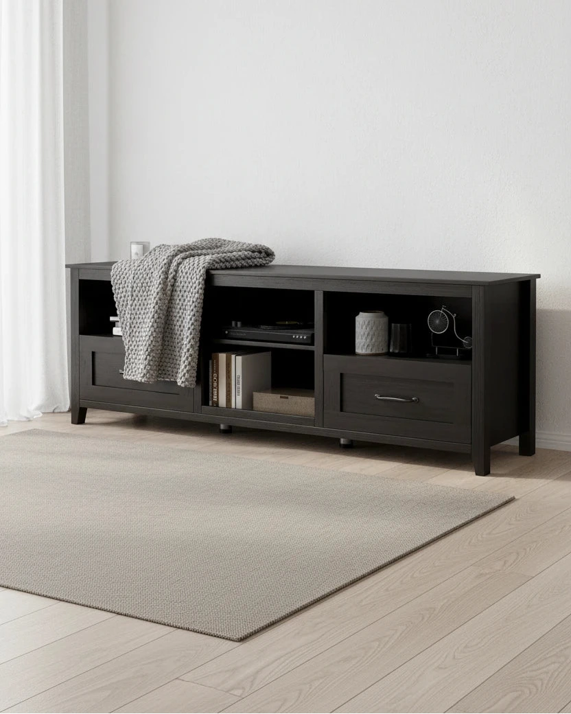 Farmhouse TV Stand Entertainment Center with Storage Cabinets for Living Room Easy Assembly - M