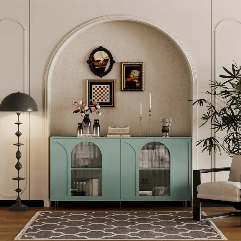 Meuble d'appoint en bois avec 4 portes vitrées