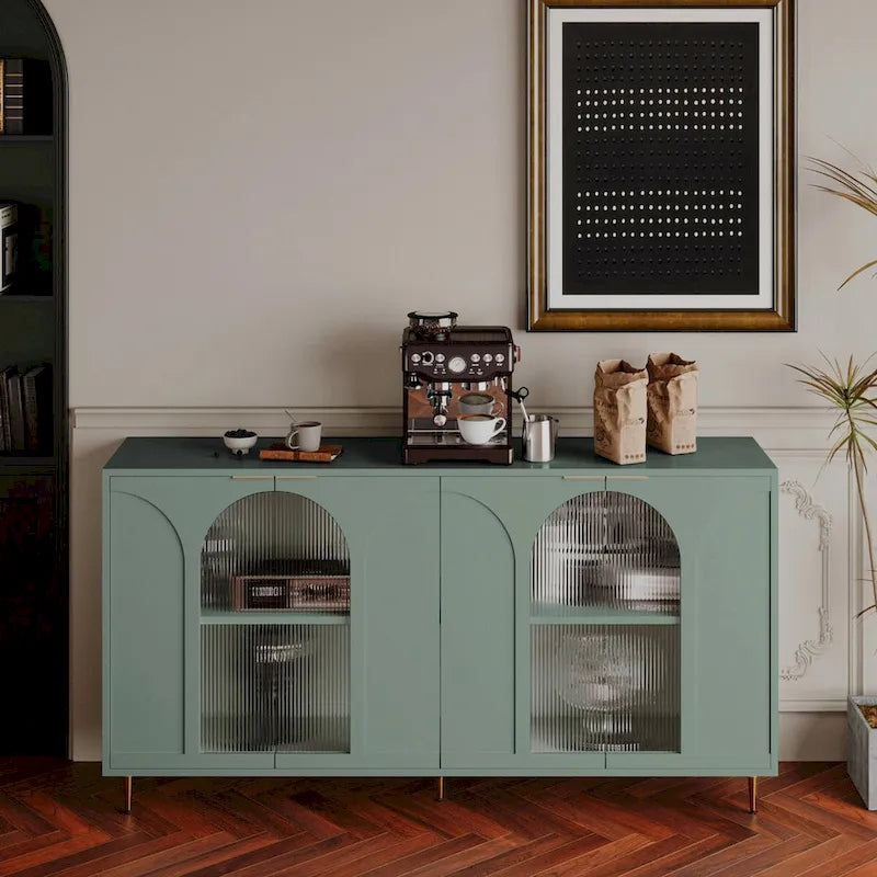 Meuble d'appoint en bois avec 4 portes vitrées
