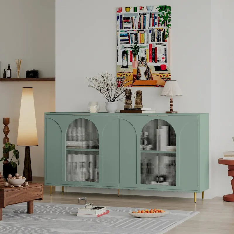 Meuble d'appoint en bois avec 4 portes vitrées