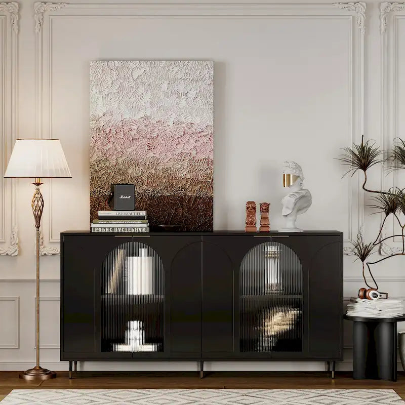 Meuble d'appoint en bois avec 4 portes vitrées