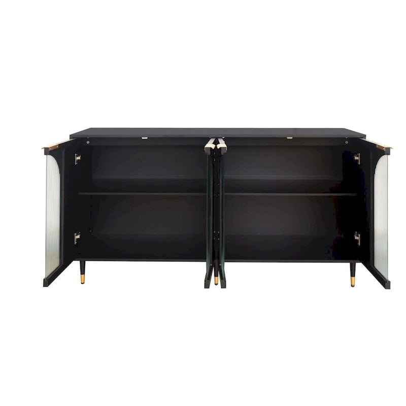 Meuble d'appoint en bois avec 4 portes vitrées