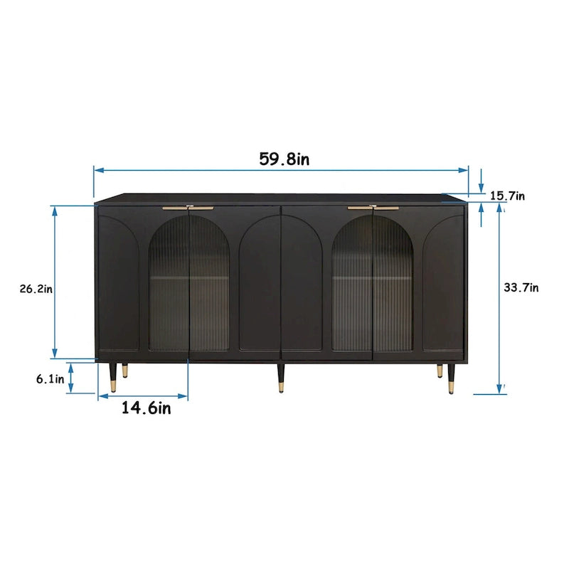 Meuble d'appoint en bois avec 4 portes vitrées