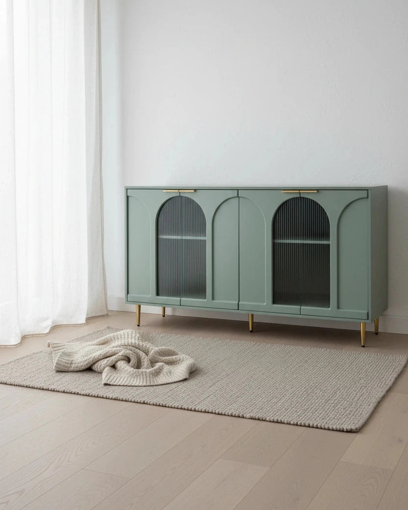 Meuble d'appoint en bois avec 4 portes vitrées