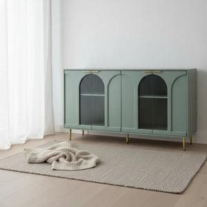 Meuble d'appoint en bois avec 4 portes vitrées