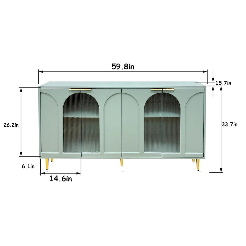Meuble d'appoint en bois avec 4 portes vitrées
