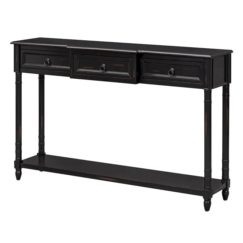 Console, table d'appoint avec tiroirs pour entrée, tiroirs saillants et longue étagère