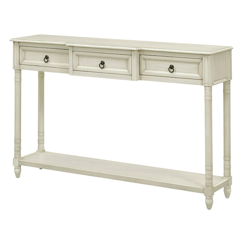 Console, table d'appoint avec tiroirs pour entrée, tiroirs saillants et longue étagère