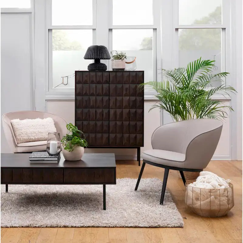Table basse moderne à 2 tiroirs de 46 po, Chêne espresso - 28 l x 46 L x 16,5 H
