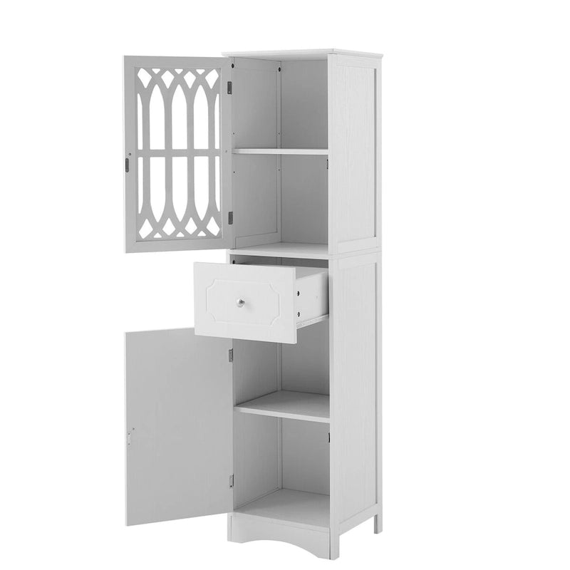 Meuble de rangement haut de salle de bain sur pied avec tiroir