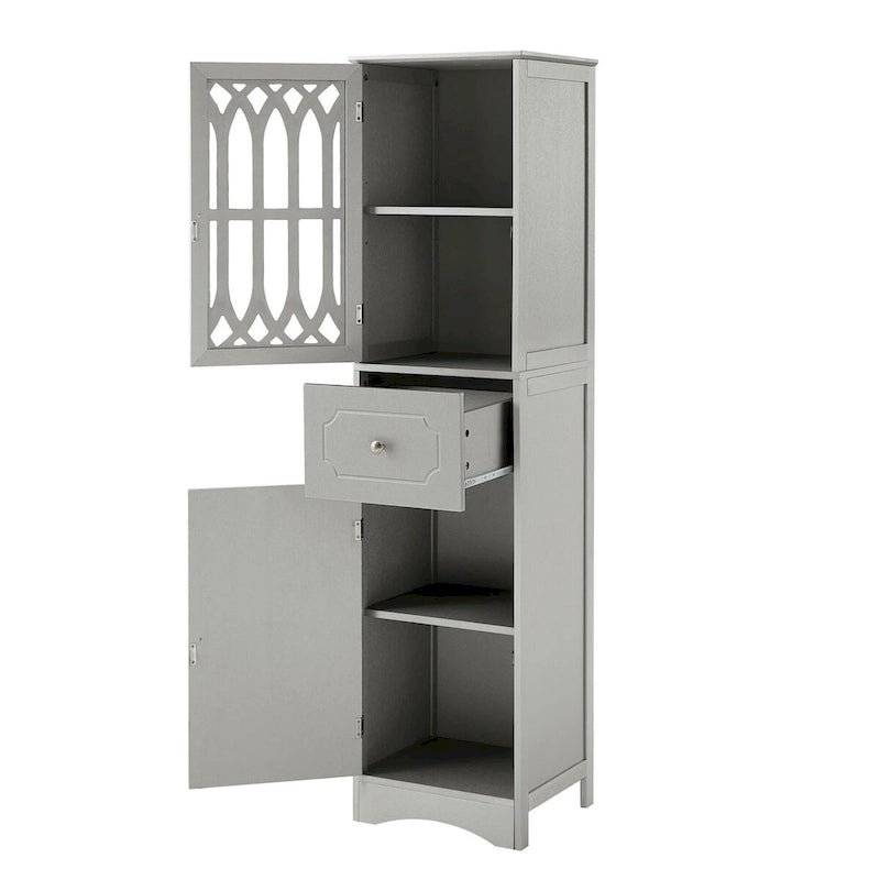 Meuble de rangement haut de salle de bain sur pied avec tiroir