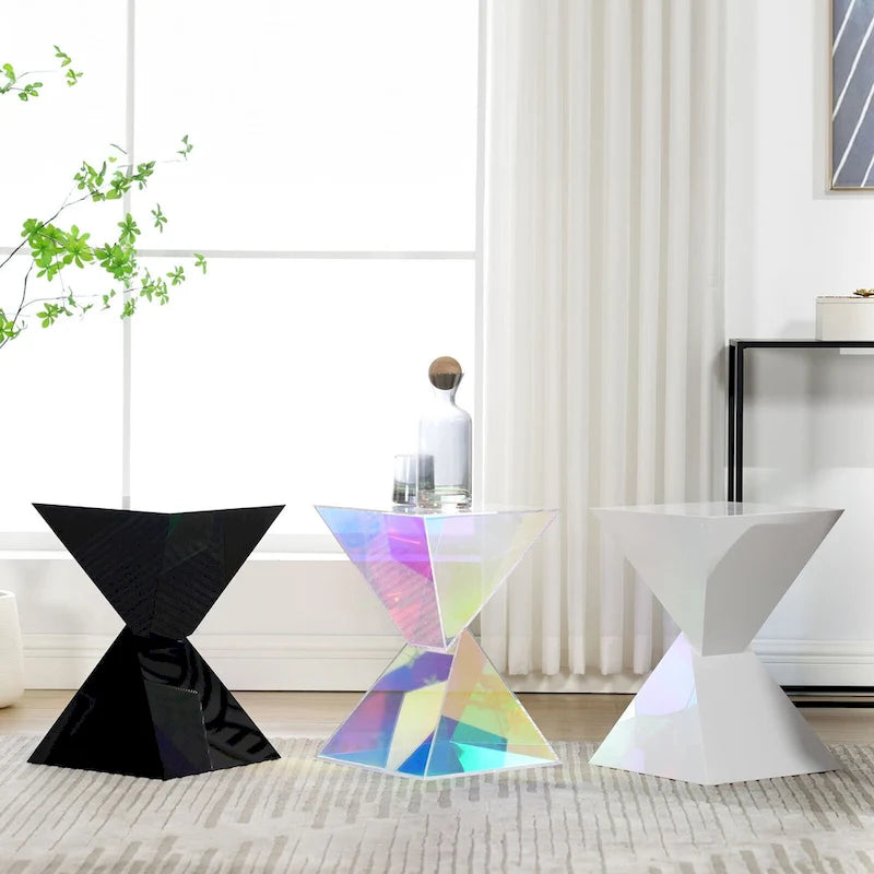 Table d'appoint moderne en acrylique, tables d'appoint extérieures – 46H x 32l x 32P cm