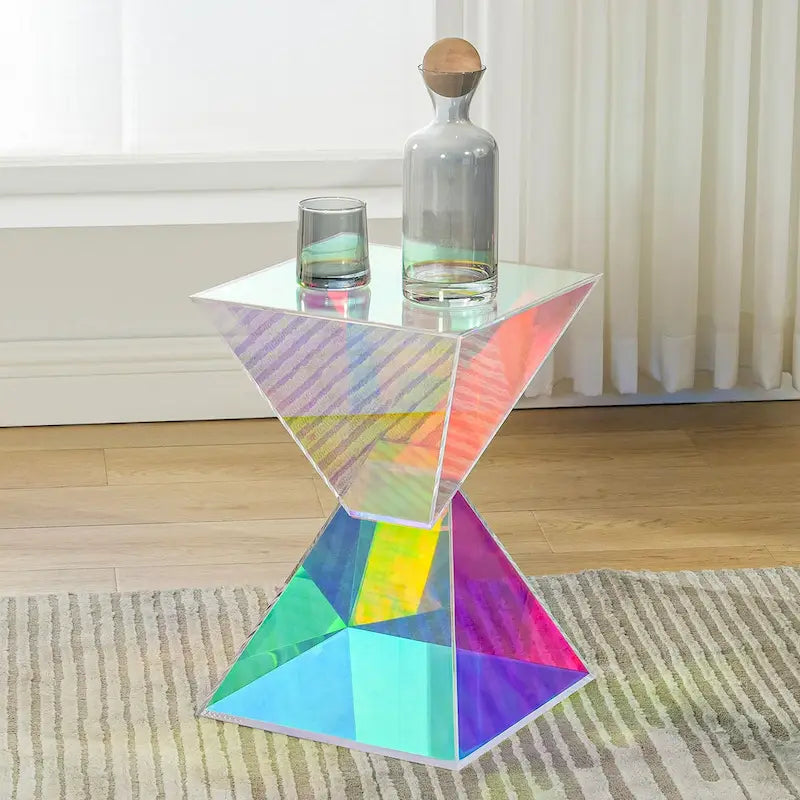 Table d'appoint moderne en acrylique, tables d'appoint extérieures – 46H x 32l x 32P cm