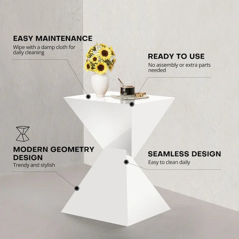 Table d'appoint moderne en acrylique, tables d'appoint extérieures – 46H x 32l x 32P cm