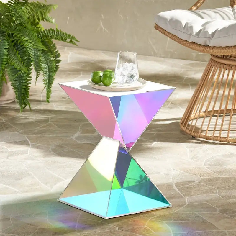 Table d'appoint moderne en acrylique, tables d'appoint extérieures – 46H x 32l x 32P cm